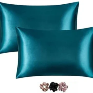 Wesofy Satin Pillows Cover (28 cm*18 cm, Pack of 2, Blue)